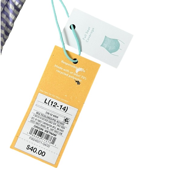 Kona Sol Yellow and Blue Striped One Piece Swimsuit - Picture 3 of 11